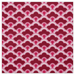 Tecido Scallops de Deco, vinho de Borgonha e rosa