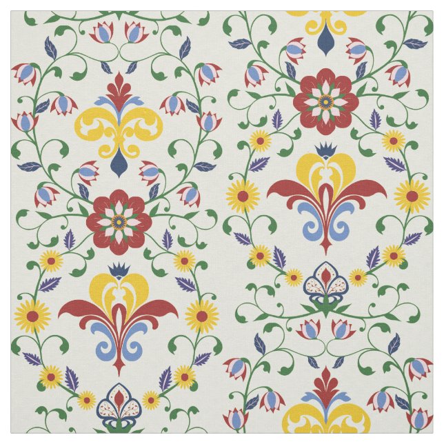 Tecido Scandinavian Rosemaling Pattern Nordic Floral (Modelo)