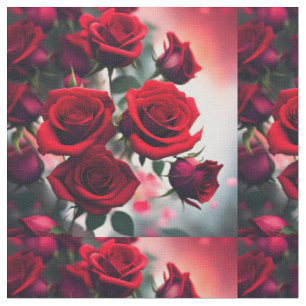 Tecido "Scarlet Rosa Blooms: Um Buquê de Paixão"