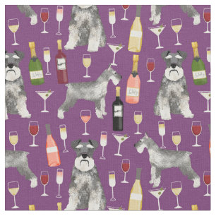Tecido Schnauzer: cão e vinho roxo