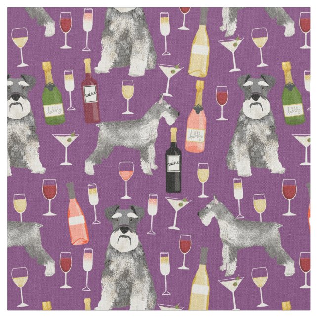 Tecido Schnauzer: cão e vinho roxo (Detalhe)