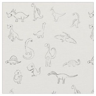 Tecido Schwarz weiß Dino Dinosaurier Saurier Motiv