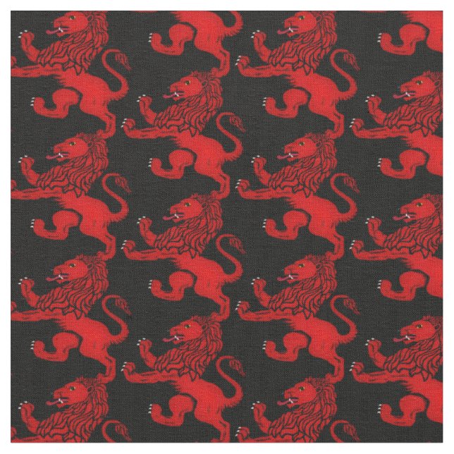Tecido Scotland red Rampant Lion em preto (Detalhe)