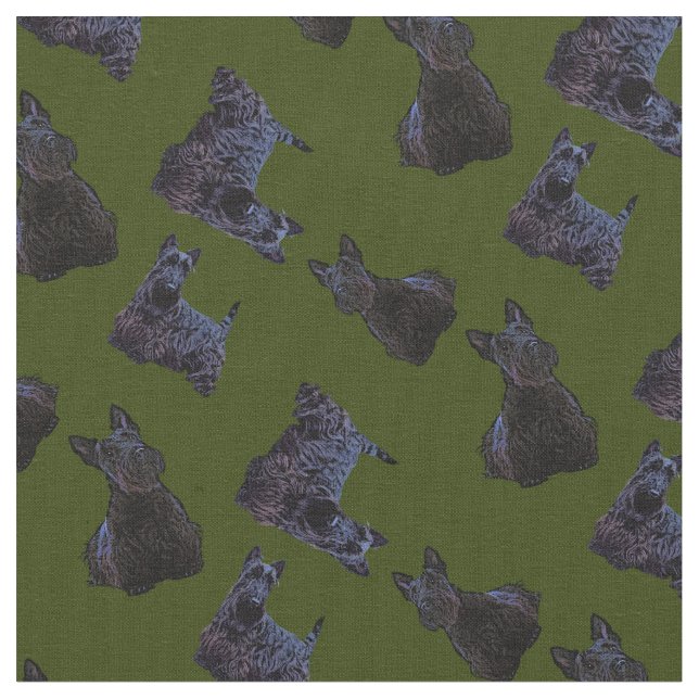 Tecido Scottish Terrier black sat/stand/Odee green (Detalhe)