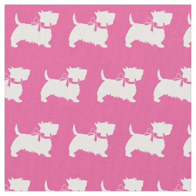 Tecido Scottish Terrier Scottie Dog Scottie Pink (Detalhe)