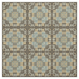 Tecido Seafoam Green Taupe Beige Dark Brown Ethnic