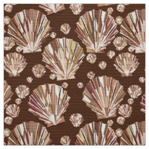 Tecido Seashells geométricos modernos, Tan e Brown escur