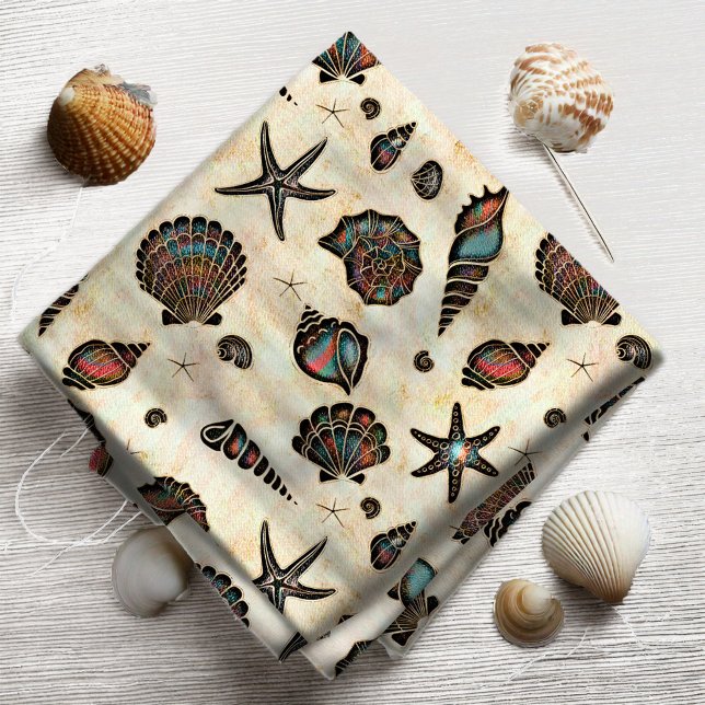 Tecido Seashells Starfish Watercolor Rainbow ID782 (Criador carregado)
