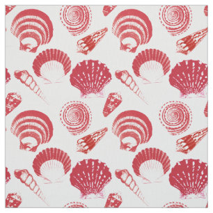 Tecido Seashells - vermelho do cinábrio em um fundo