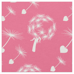Tecido Sementes de Coração de Dandelion Rosa
