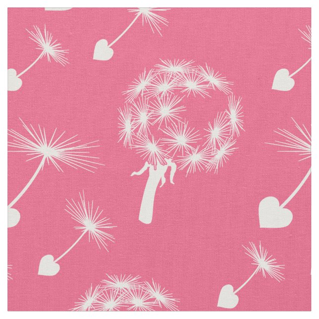 Tecido Sementes de Coração de Dandelion Rosa (Detalhe)