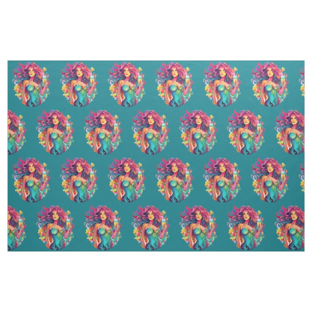 Tecido Sereia de cabelo arco-íris com parede de coquetel (Fat Quarter)