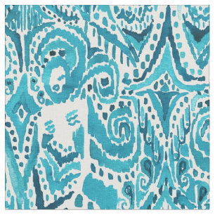 Tecido Sereia náutica Ikat tribal do Aqua do #MERMLIFE