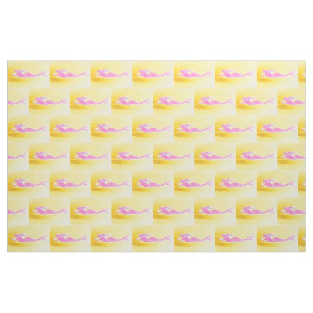 Tecido sereias cor-de-rosa amarelas (Fat Quarter)
