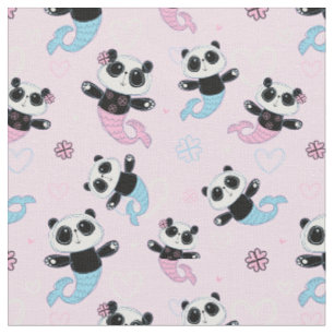Tecido Sereias de Urso-Panda Rosa-Bonitas