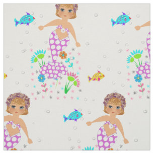 Tecido Sereias E Pescadas Sob O Mar Cute Whimsy