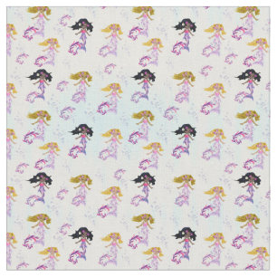 Tecido Sereias mágicas e bolhas de água