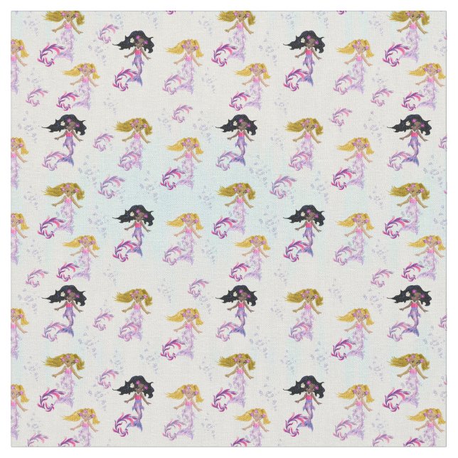 Tecido Sereias mágicas e bolhas de água (Detalhe)