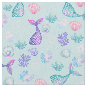 Tecido Sereias Sonham com Pastel Azul