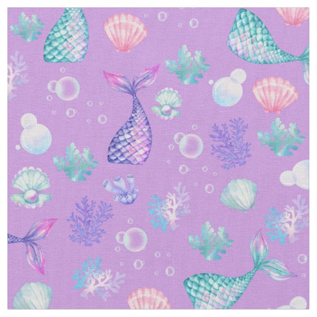 Tecido Sereias Sonham com Roxo (Detalhe)