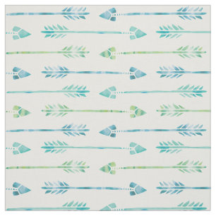 Tecido Setas verdes e azuis da aguarela