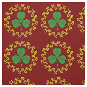Tecido Shamrock and Knotwork on Red