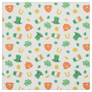 Tecido Shamrocks & Chapéus - Padrão de Dia de São Patr