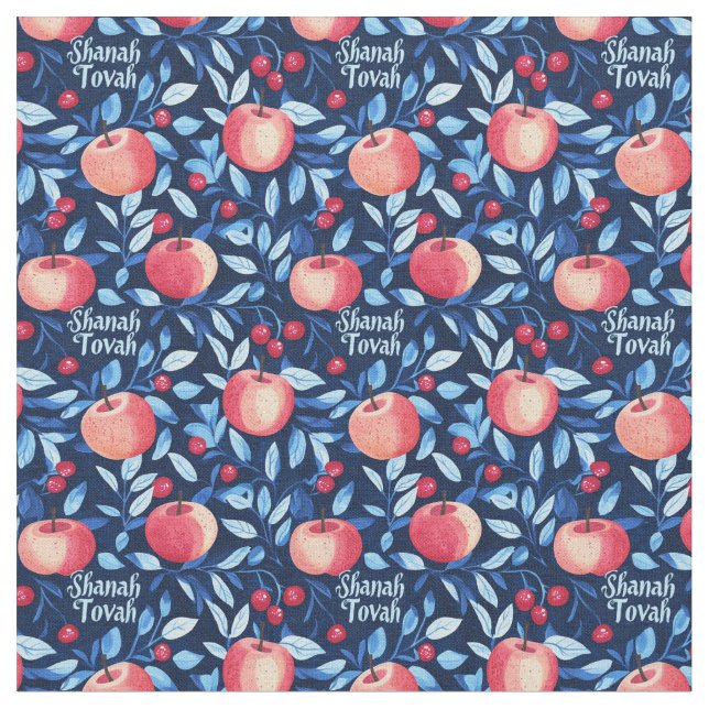 Tecido Shanah Tovah com maçãs (Detalhe)