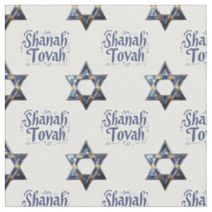 Tecido Shanah Tovah sobre fundo branco