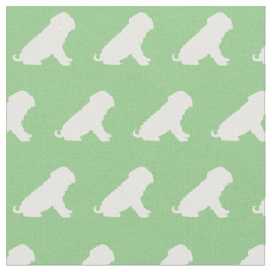 Tecido Shar Pei Cão Silhueta Pet Sage Verde