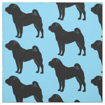 Shar Pei na silhueta no azul