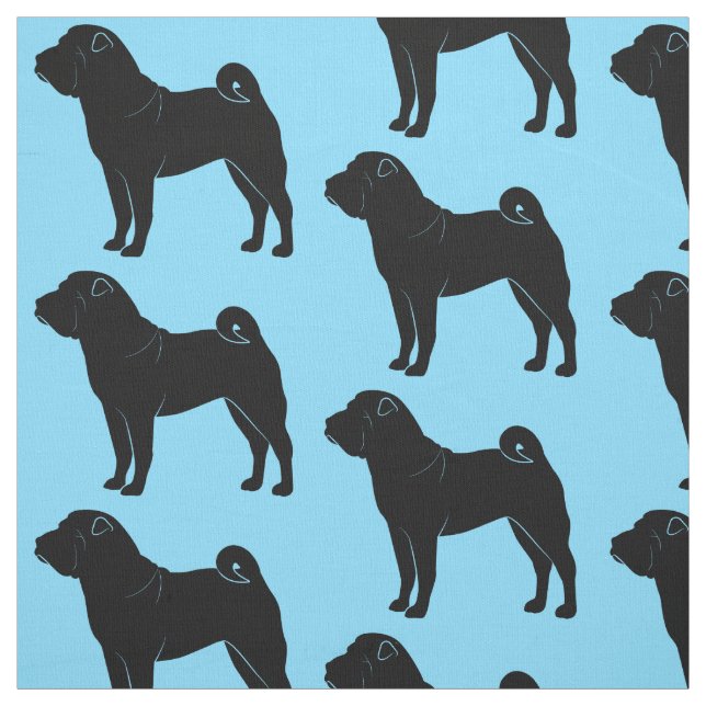 Tecido Shar Pei na silhueta no azul (Modelo)
