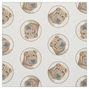 Tecido Shar Pei Pinting Fawn Wrinkle Original Dog Art