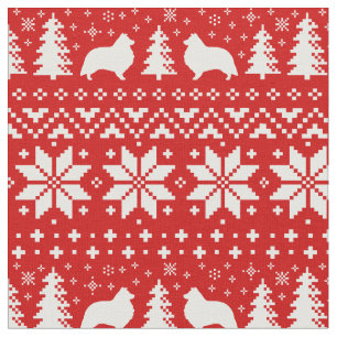 Tecido Shetland Sheepdog Silhouettes Prateleiras de Natal