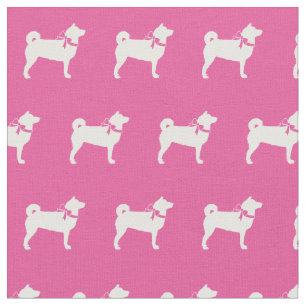 Tecido Shibu Inu Cachorro Silhout Pink