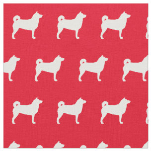 Tecido Shibu Inu Cachorro Silhout Red