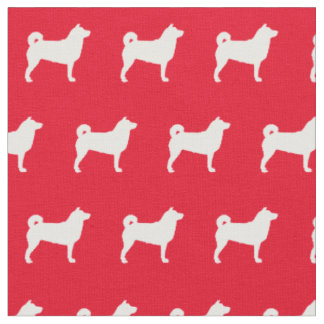 Tecido Shibu Inu Cachorro Silhout Red