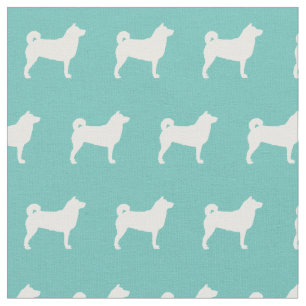 Tecido Shibu Inu Cão Silhout Pet Teal
