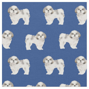 Tecido shih tzu azul real