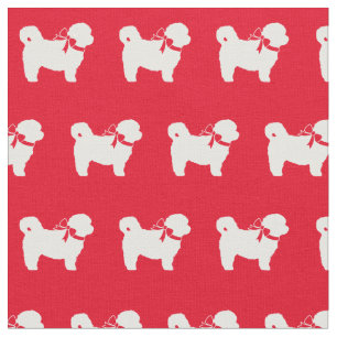 Tecido Shih Tzu Dog Silhouette Pet Red