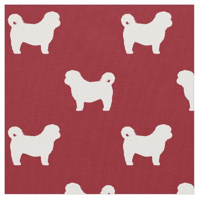 Tecido Shih Tzu Dog Silhuettes Red and White Patterna (Detalhe)