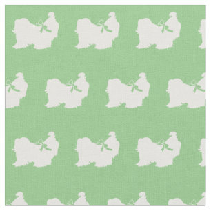 Tecido Shih Tzu Silhouette Pet Sage Green