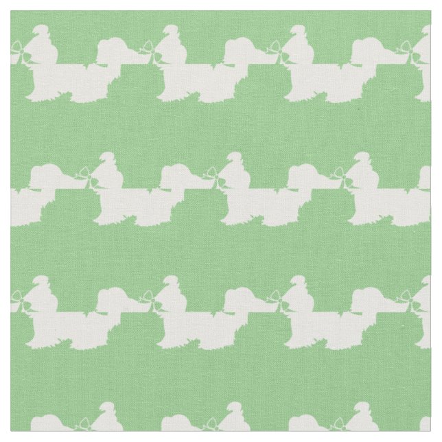 Tecido Shih Tzu Silhouette Pet Sage Green (Detalhe)