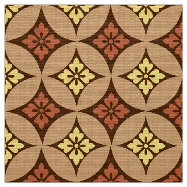 Tecido Shippo com Motif Flor, Castanho e Amarelo Ouro (Modelo)