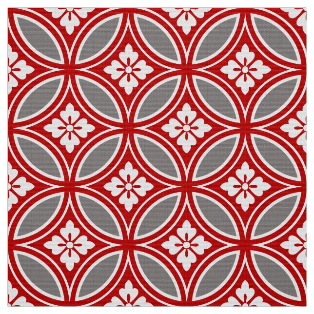 Tecido Shippo com motivo, vermelho, branco e cinzas da (Modelo)