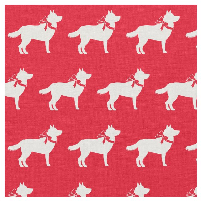 Tecido Siberian Husky Dog Silhout Pet Red (Detalhe)