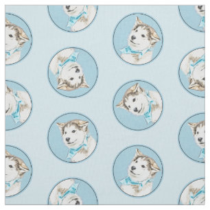 Tecido Siberian Husky Puppy Pintado Pintado Copper Red Co