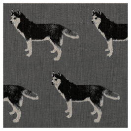 Tecido Siberian Husky schwarz weiß stehend Muster
