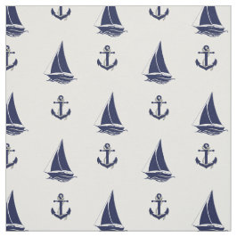 Tecido Silhueta azul de Marinho náutico/veleiro azul