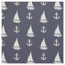 Tecido Silhueta branco de âncora/veleiro branco náutico